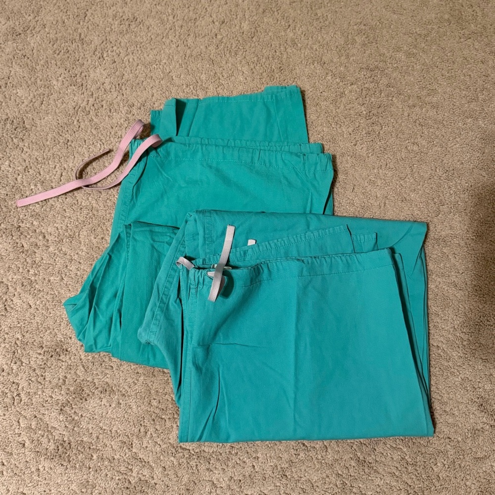 Teal Scrub Pants-  Set of 2